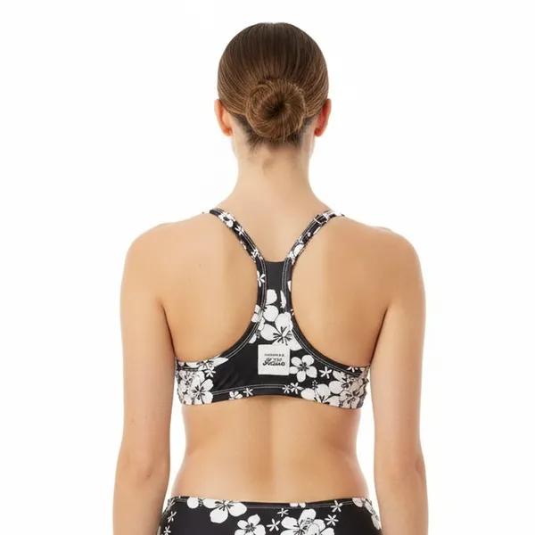 Frankies Bikinis Black White Floral Sports Bra, S - Image 4