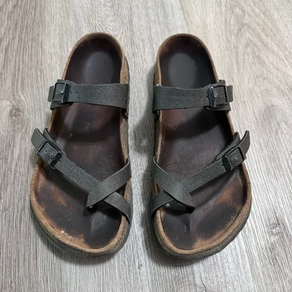 Birkenstock Women's Mayari Birkibuc Sandals Pebbled 38 Brown Black - Image 3