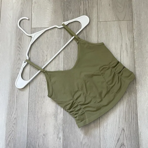 Free People Tank Top ruched crop good karma womens Green (xsmall small) workout - Image 2