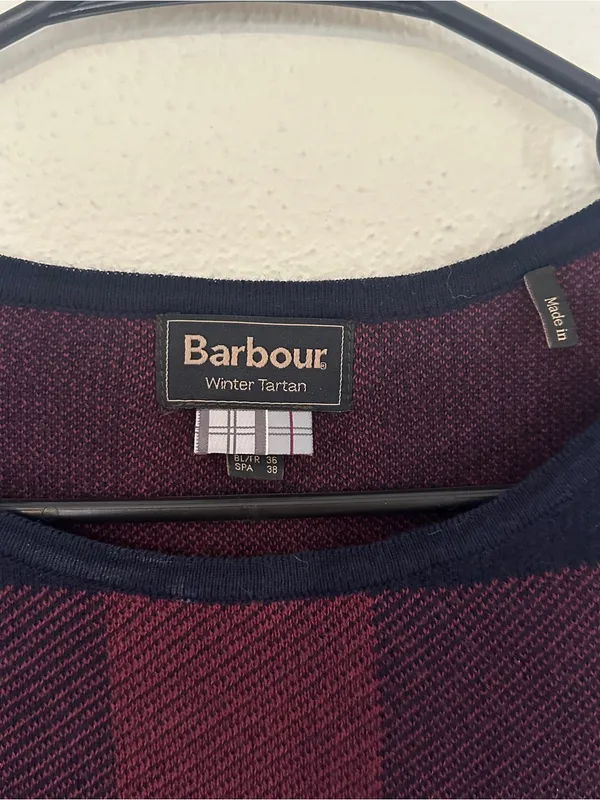 Barbour burgundy and navy plaid cotton blouse - Image 2
