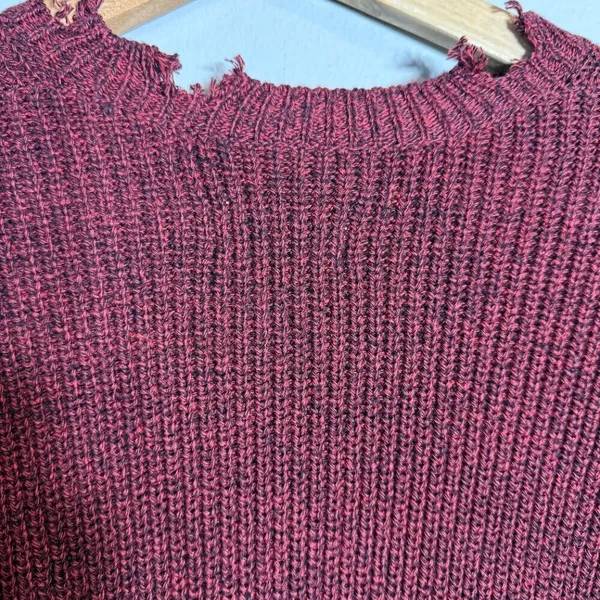 NWT Pistola Eva Distressed Crew Neck Knit Pullover Sweater Women's XS Red Black - Image 13