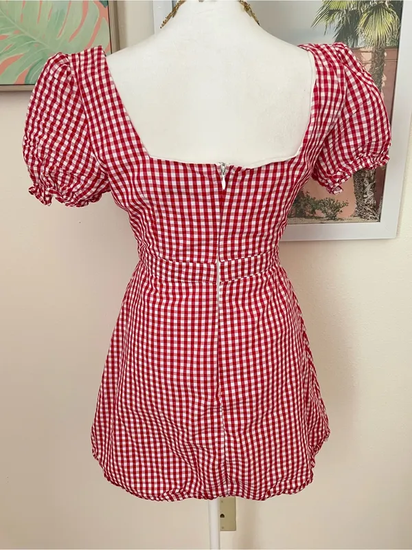 Beginning Boutique Mercury Mini Red Gingham Dress Size Small - Image 6