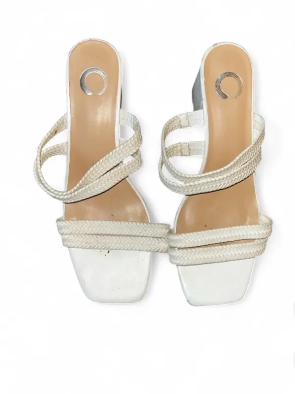 Journee Collection White Braided Triple-Strap Block Heel Mule - Image 2