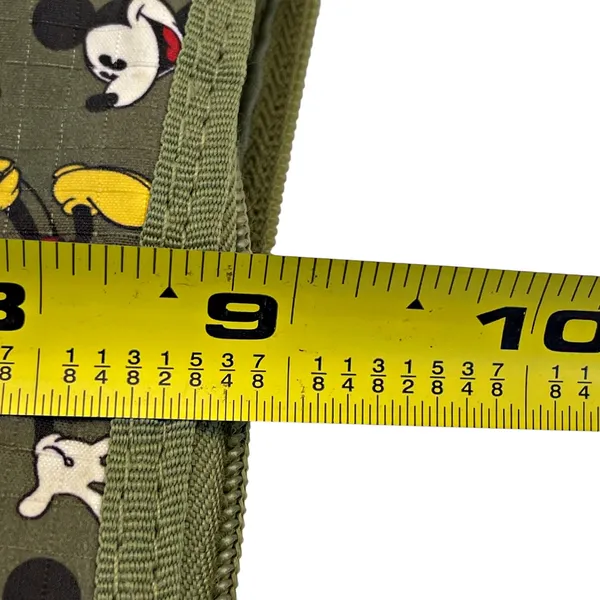 Disney Mickey Mouse All Over Print Olive Green Zippered Shoulder Bag Ripstop - Image 7