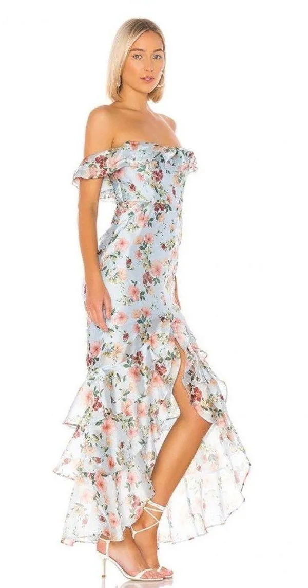 Majorelle Godfrey Gown Blue Floral Off The Shoulder Dress Size XS - Image 2