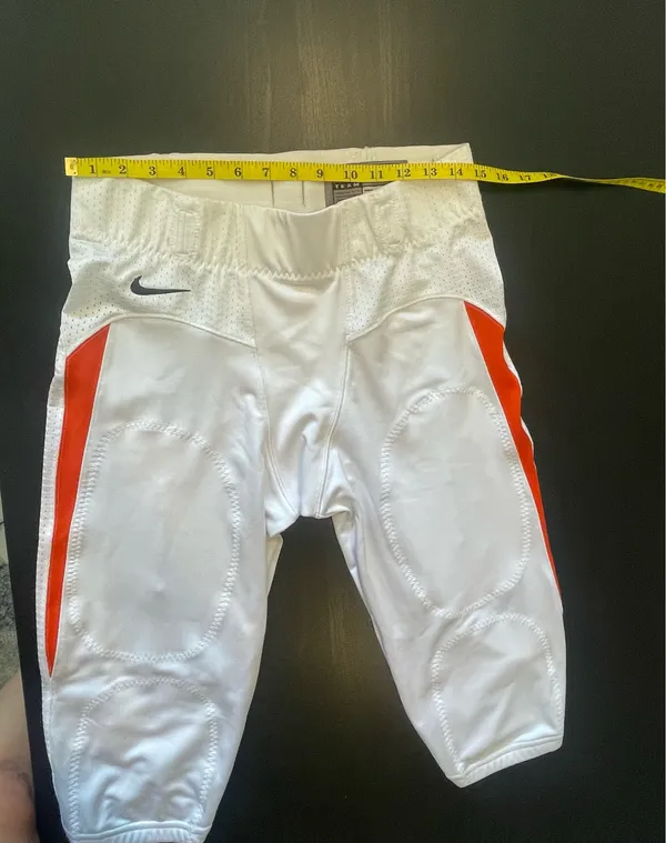 Nike Men’s White and Orange Padded Football Pants ( Large) - Image 4