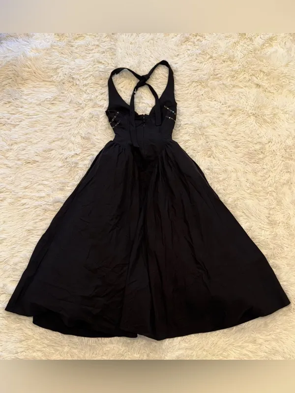 NEW HOUSE OF CB Marilyn Halter Black Midi Dress sz S - Image 8