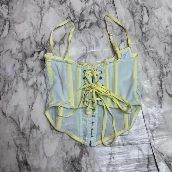 Urban outfitters out from under UO Modern Love Ruched Pastel Corset blue small - Image 5