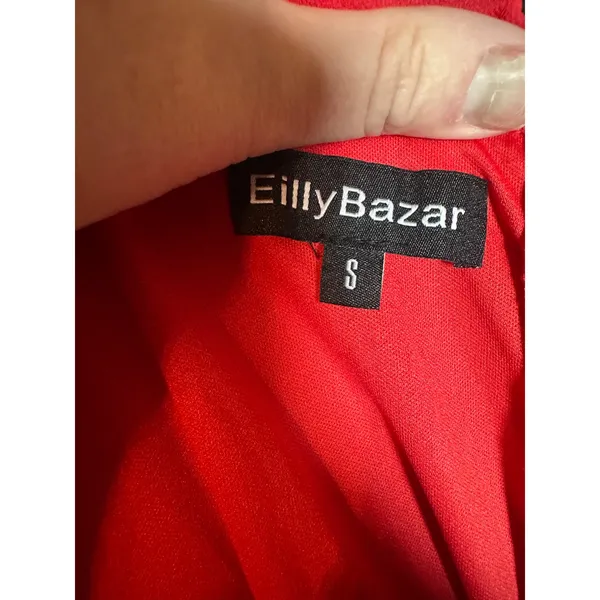 EillyBazar Red Ruffle Cold Shoulder Midi Dress Adjustable Straps Fairy Holiday - Image 5
