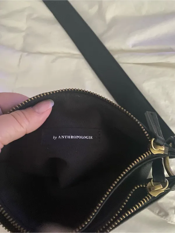Anthropologie Black Crossbody Bag with Gold Studs - Image 3