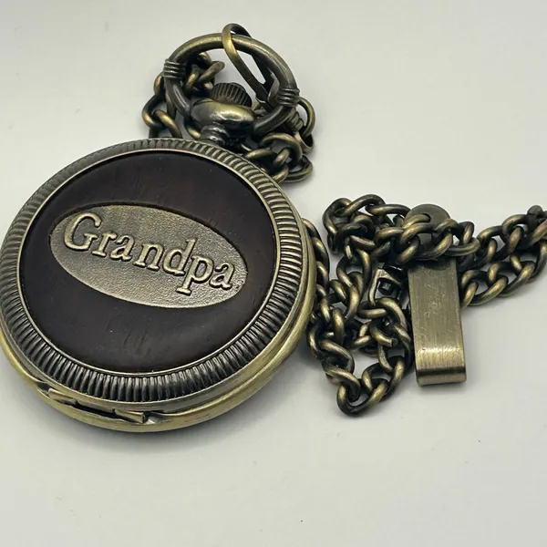 Grandpa Bronze Classic Analog Pocket Watch Working New Battery - Image 4