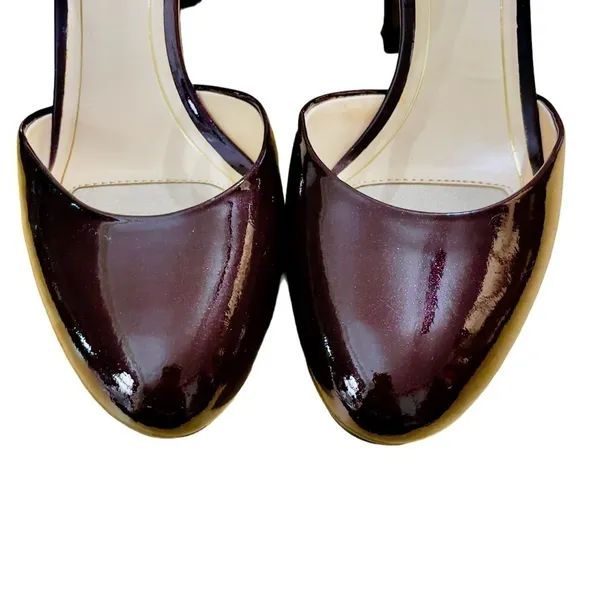 ALEX MARIE PATENT LEATHER ANKLE STRAP HEEL SIZE 9 burgundy color - Image 8