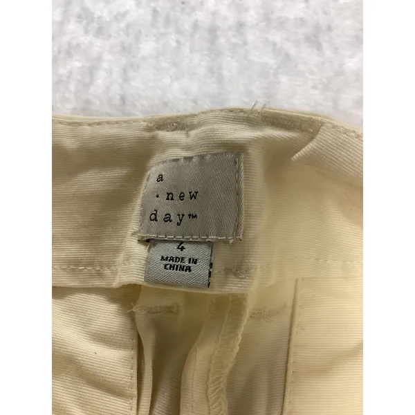 A New Day Womens Cream White Wide‎ Leg Pleated High Rise Pants Size 4 NWT 443W - Image 4