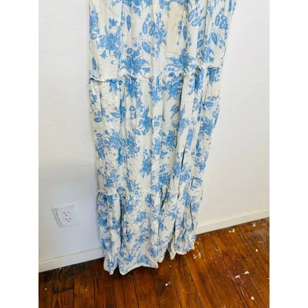 LoveShackFancy Women's White Blue Floral Garnita Floral Tiered Maxi Dress Size 0 - Image 11
