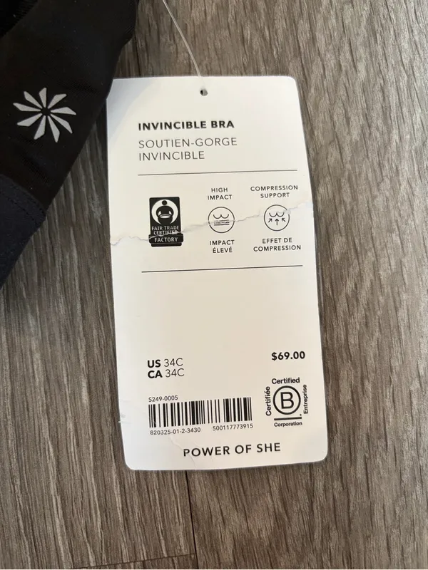 Athleta Black Supportive Sports Bra with Wide Straps - Image 3