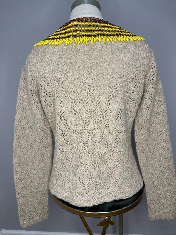 Anthropologie brand SPARROW 100% Lambswool Beaded Collar Cardigan Sweater - Image 6