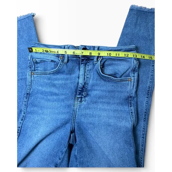 Free People We The Free Twenty Eight High Rise Skinny Jeans Raw Hem Blue Size 28 - Image 5