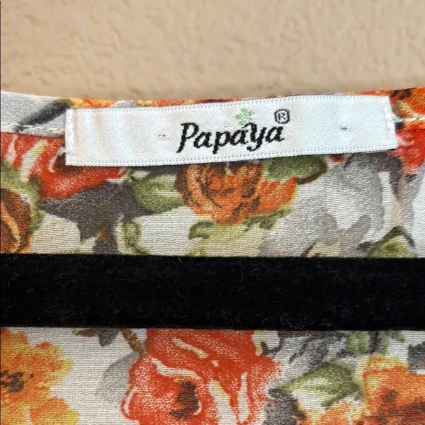 PAPAYA Boho Sleeveless Tank Blouse LARGE Ruffle Hem Lace Orange Floral Feminine - Image 4