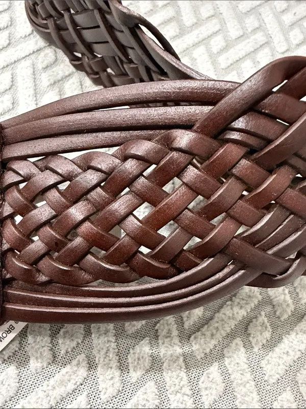 Merona Braided Leather Belt for Women in Dark Brown with Horseshoe Silver Buckle - Image 6