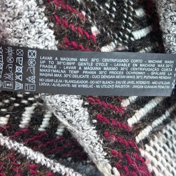 Zara Knit Oversized Sweater Jacket Chunky Slouchy Duster Burgundy Gray Small S - Image 11