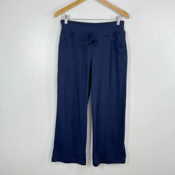 YogiPace Navy Blue Wide Leg Athletic Pants Drawstring Waist Womens Medium NWT‎ - Image 2