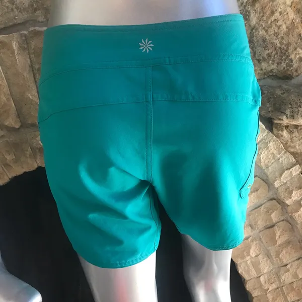 Athleta Green Swim Board Pull-On Shorts with Zipped Pocket Women’s Size 2 - Image 2