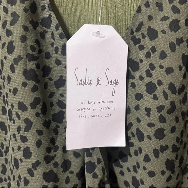 Sadie & Sage Womens Olive Green Animal Print Mini Dress Long Sleeve‎ Small NWT - Image 6