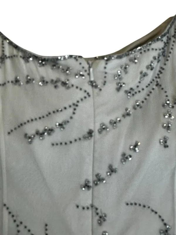 Le Gala By Mon Cheri Gray Silk Beaded Dress Size 8 Cocktail Party Prom Evening - Image 5