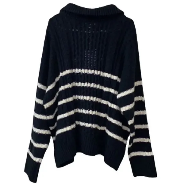 LA LIGNE Black an White Striped
Sweater(Size 2X) Black - Image 3