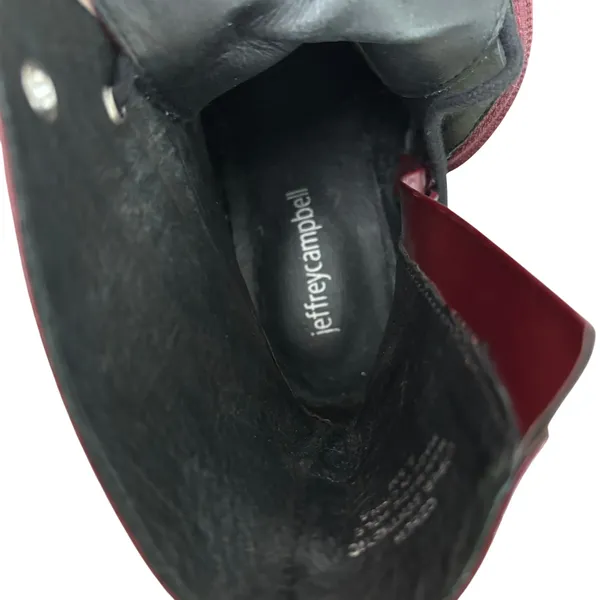 Jeffrey‎ Campbell Czech Combat Boots Sz 8.5 Burgundy Red Patent Faux Leather - Image 8