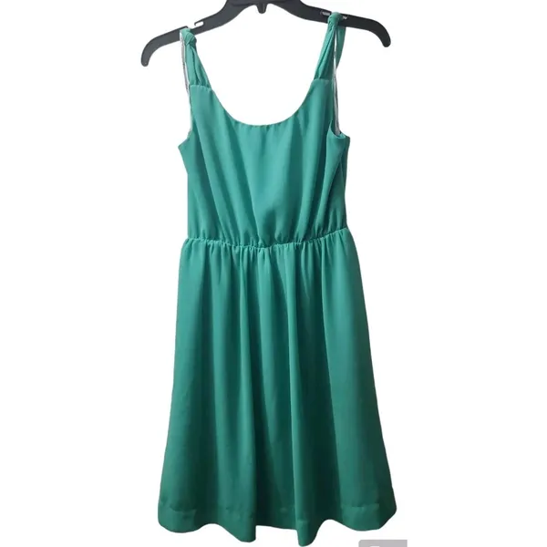 Papaya Green Dress Sleeveless Embroidered Casual Summer Dress Size S‎ - Image 2