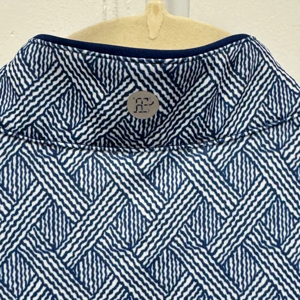 EP New York‎ Women's Golf Dress Blue White Basketweave Geometric Quarter Zip M - Image 8