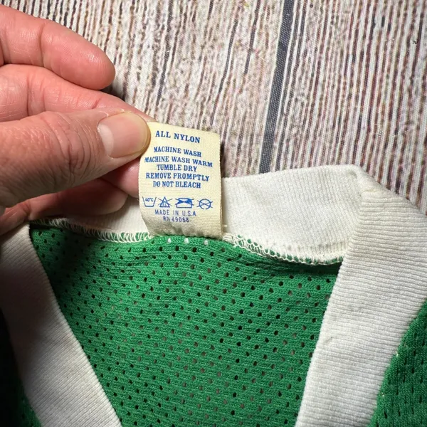 Vintage Soffe Athletic Mesh V-Neck Green Blank Jersey Womens M 70s Retro Tomboy‎ - Image 5