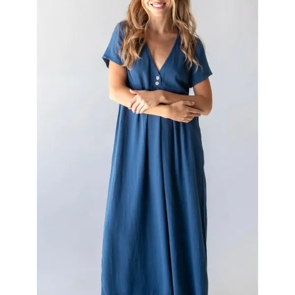 Natural Life Blue Avery Wide Leg Linen Blend Jumpsuit Sz.XS/S - Image 3