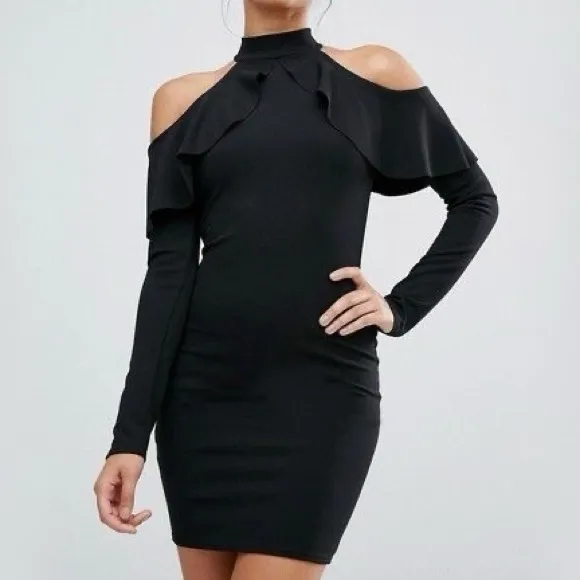 Missguided Cold Shoulder Ruffled Midi Dress - Image 11