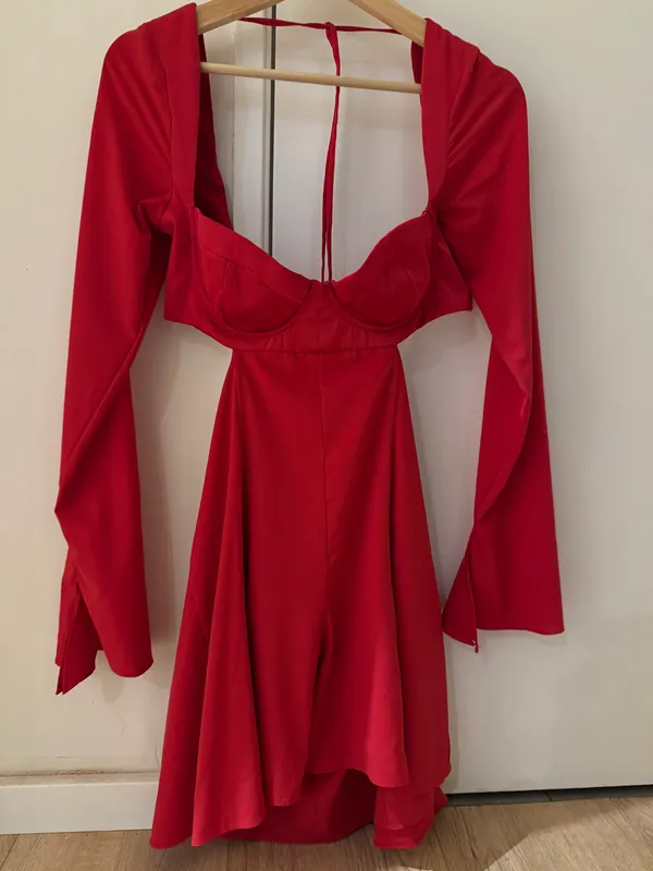 Oh Polly Leotine mini Cherry Red Dress - Image 2