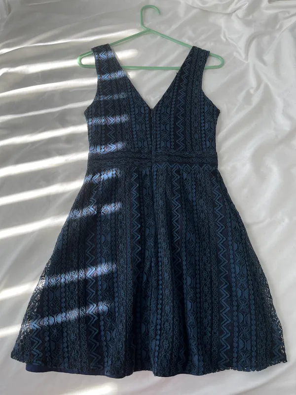 Lulus Navy Blue Lace Skater Dress - Image 6