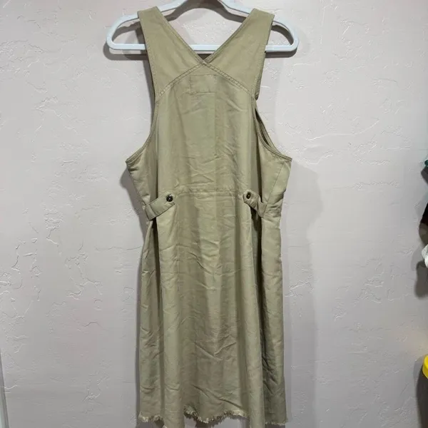 Directives Lyocell Khaki Jumper Dress overall dress Pockets Adjustable Straps - Image 3