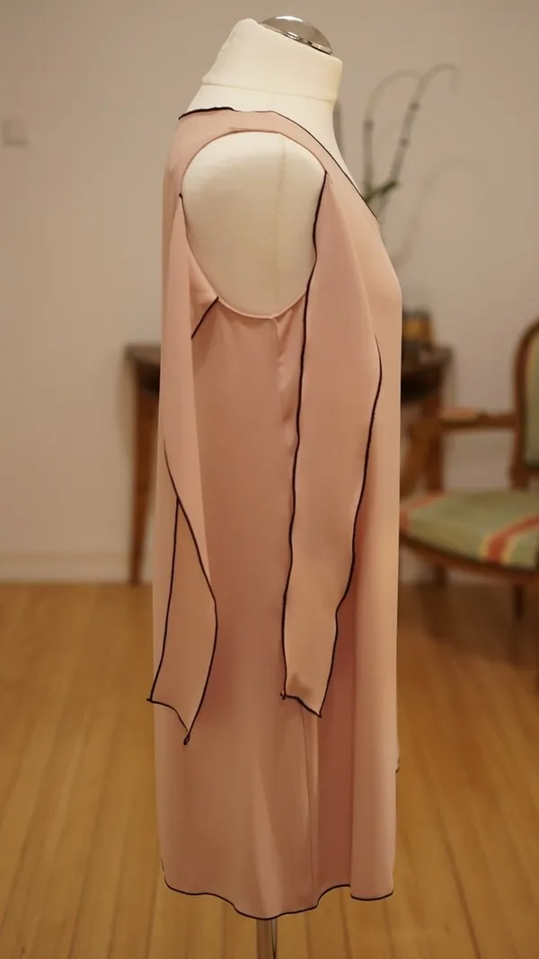 Zara Blush Pink Cold-Shoulder Midi Dress with Bow Sleeves EXCELLENT - Image 5