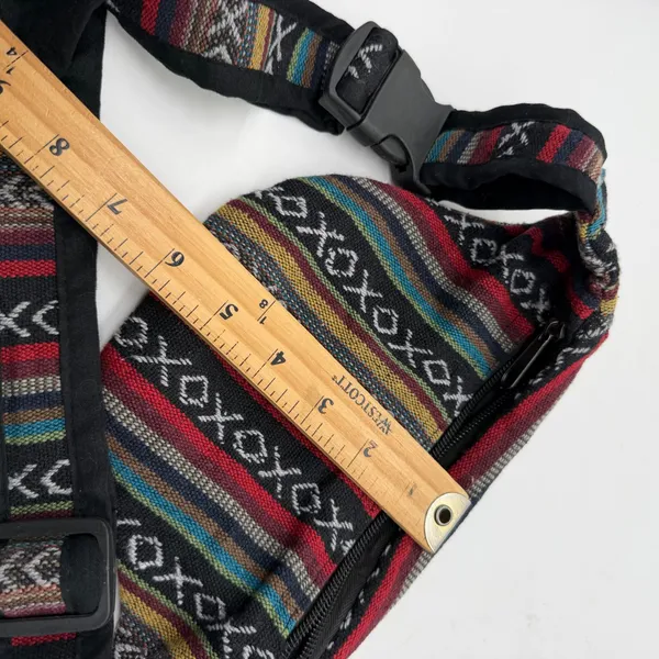 Boho Mushroom Woven Waist Pack Festival Hip Bag Multicolor Striped Fanny Pack - Image 8