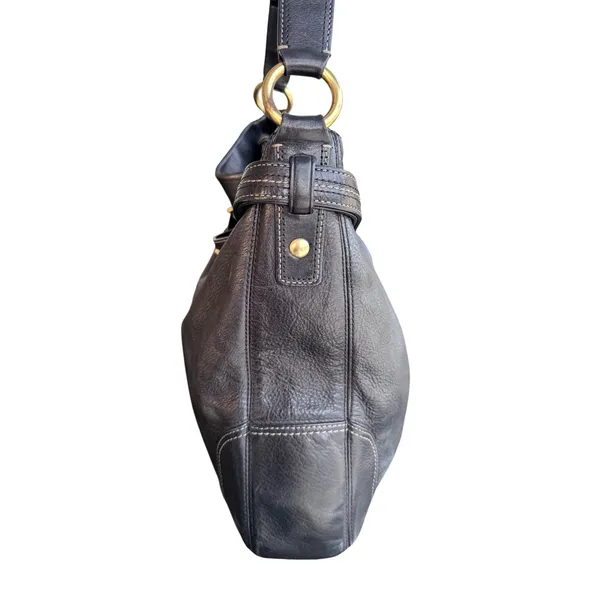 Vintage Coach Hamilton Hobo Bag Black Pebbled Leather Brass Horsebit Style 12460 - Image 6