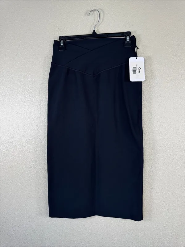 Zyia Active Black Stretch Reve Crossover Pencil Skirt Womens L Athletic Casual - Image 10