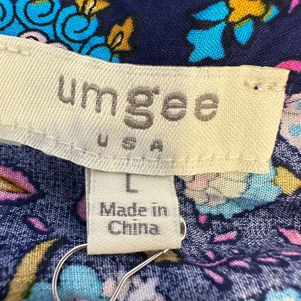 Umgee Size-L Boho Tiered Maxi Dress‎ | Blue Floral Paisley - Image 3