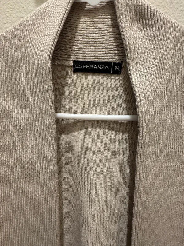 Esperanza Long Beige Cardigan Tan Size M - Image 2