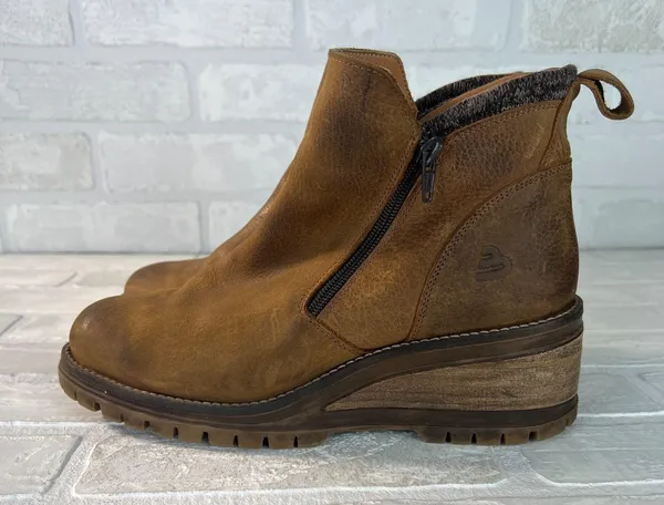 Bullboxer Dorian Ankle Boots Womens 10 Brown Leather Chelsea Wedge Zipper Grunge - Image 6