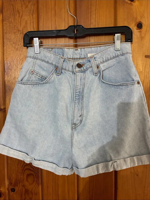 Levi's Light Blue High-Rise Rolled Hem Denim Shorts 954 shorts size 9 - Image 3