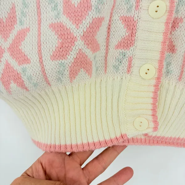 Vtg Jantzen 80s Sweater Womens Vest Sz L Fair Isle Pastel Cottagecore Grandma - Image 4