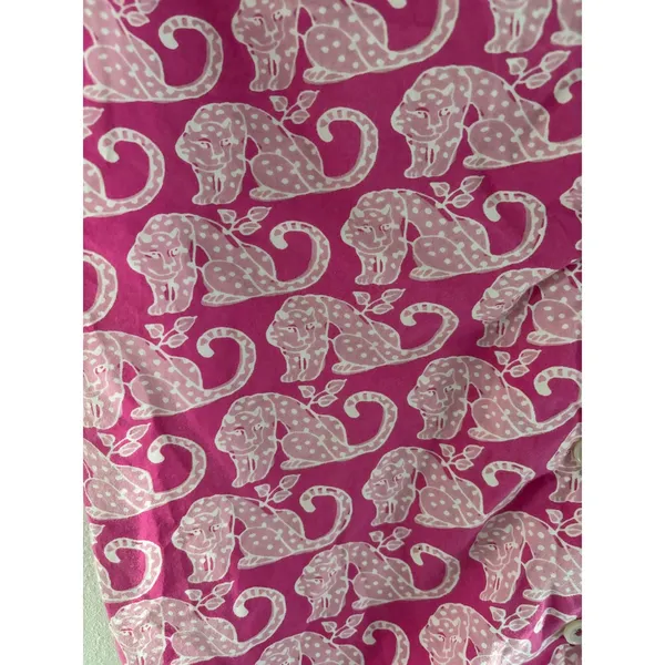 Print Fresh Pajama Top Womens Small Pink Cotton Leopard‎ Short Sleeve Preppy - Image 4
