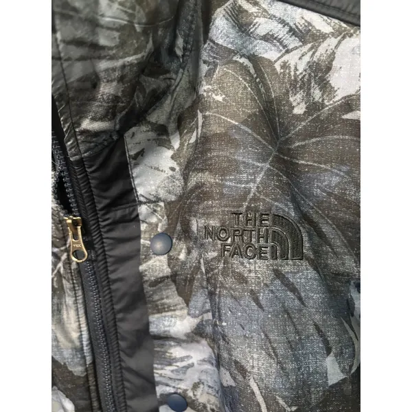 The North Face Womens XL Fleece Jacket Floral Print Denali Full Zip Grey Blue - Image 2