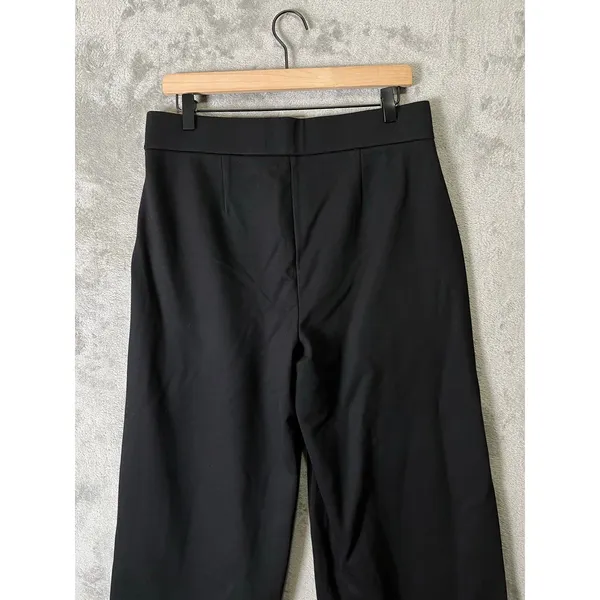 J.Crew Ponte Wide Leg Pants Black Patch‎ Pocket Minimalist Quiet Office MD New - Image 4